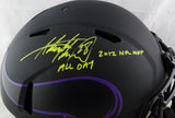 Adrian Peterson Autographed Minnesota Vikings F/S Eclipse Speed Authentic Helmet w/ 2 Insc- Beckett W Auth *Yellow