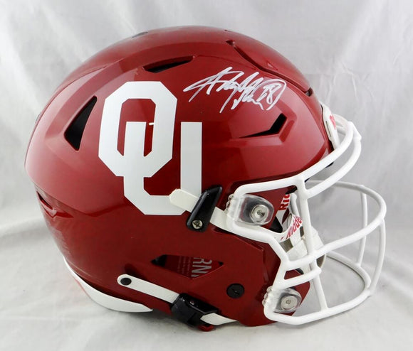 Adrian Peterson Autographed Oklahoma Sooners F/S SpeedFlex Helmet - Beckett Auth *White
