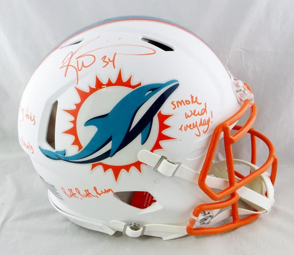 Ricky Williams Autographed Miami Dolphins F/S Flat White Authentic Helmet w/ 3 Insc - JSA W Auth *Orange