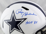 Roger Staubach Autographed Dallas Cowboys F/S Flat White Speed Helmet w/ HOF - Beckett W Auth *Blue