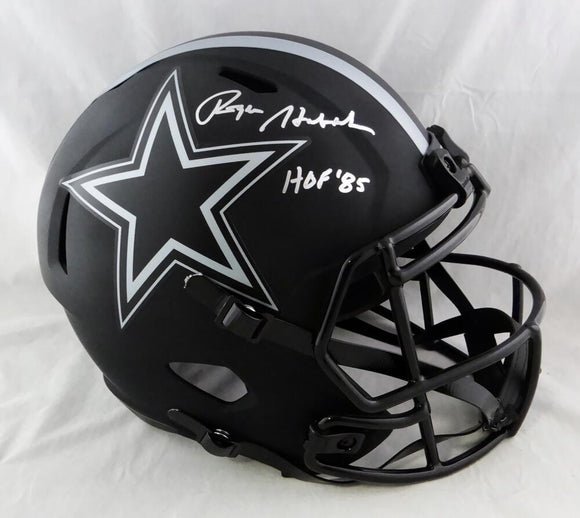 Roger Staubach Autographed Dallas Cowboys F/S Eclipse Speed Helmet w/ HOF - Beckett W Auth *Silver