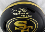 Jerry Rice Autographed San Francisco 49ers F/S Eclipse Speed Authentic Helmet w/ 2 Insc - Beckett W Auth *Gold