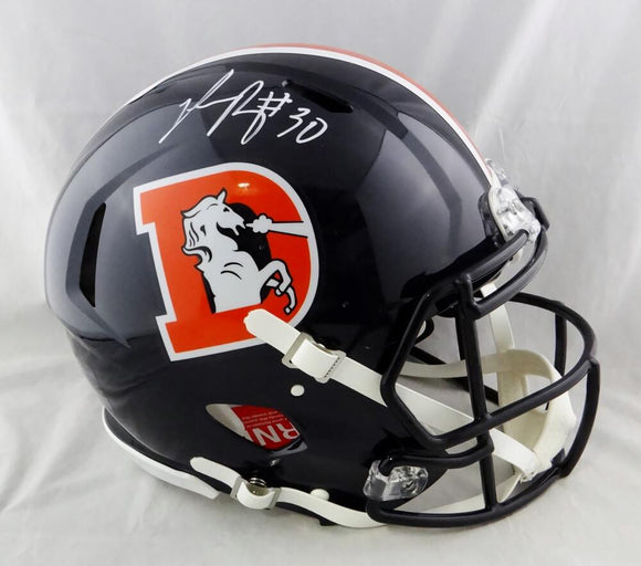 Phillip Lindsay Autographed Denver Broncos F/S Color Rush Authentic Helmet- JSA W Auth *White