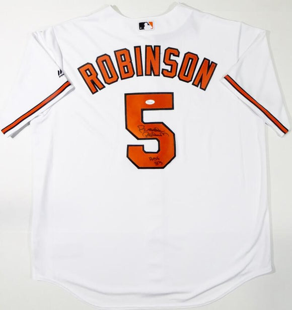 Brooks Robinson Autographed Baltimore Orioles White Jersey w/ HOF 83 - –  The Jersey Source
