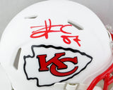 Travis Kelce Autographed KC Chiefs Flat White Speed Mini Helmet- Beckett W Auth *Red