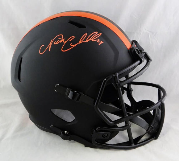 Nick Chubb Autographed Cleveland Browns F/S Eclipse Speed Helmet - Beckett W Auth *Orange