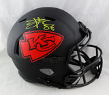 Travis Kelce Autographed Kansas City Chiefs F/S Eclipse Speed Helmet - Beckett W Auth *Yellow