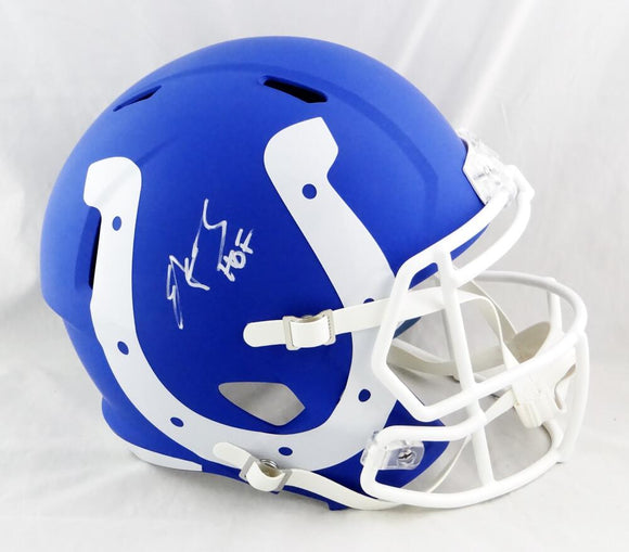 Edgerrin James Autographed F/S Indianapolis Colts AMP Speed Helmet w/HOF - JSA W Auth *White