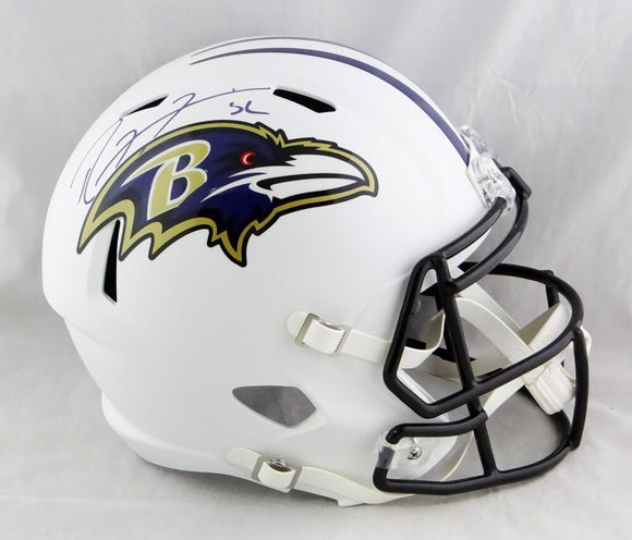 Ray Lewis Autographed Ravens F/S Flat White Speed Helmet - Beckett W Auth *Purple