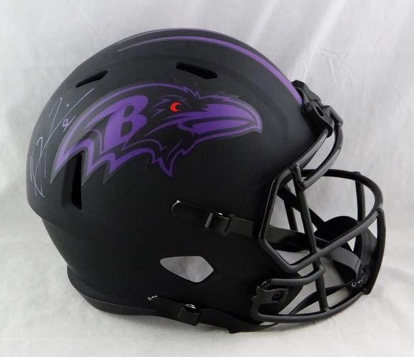 Ray Lewis Autographed Ravens F/S Eclipse Speed Helmet - Beckett Auth *Purple