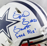 Ezekiel Elliott Autographed Cowboys F/S Flat White Speed Authentic Helmet w/ Insc- Beckett W Auth *Blue