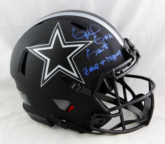 Ezekiel Elliott Autographed Cowboys F/S Eclipse Speed Authentic Helmet w/ Insc- Beckett W Auth *Blue Image 1