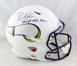 Randy Moss Autographed Vikings F/S Flat White Speed Authentic Helmet w/Insc- Beckett W Auth *Purple