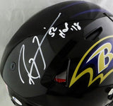 Ray Lewis Autographed Baltimore Ravens F/S SpeedFlex Helmet w/ HOF - Beckett W Auth *White