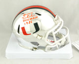 Vinny Testaverde Autographed Miami Hurricanes Chrome Speed Mini Helmet w/ Insc- JSA W Auth *Orange
