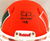 Vinny Testaverde Autographed Miami Hurricanes AMP Speed Mini Helmet w/ Insc- JSA W Auth *Black