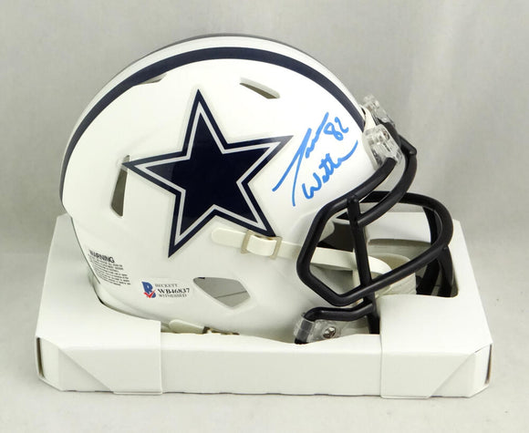 Jason Witten Autographed Dallas Cowboys Flat White Mini Helmet- Beckett *Baby Blue