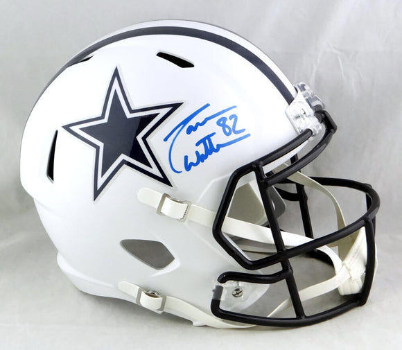Jason Witten Autographed Dallas Cowboys F/S Flat White Speed Helmet - Beckett Auth *Blue