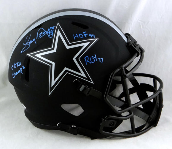 Tony Dorsett Autographed Dallas Cowboys F/S Eclipse Helmet w/ 3 Insc - Beckett W Auth *Blue