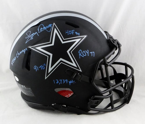 Tony Dorsett Autographed Dallas Cowboys F/S Eclipse Speed Authentic Helmet w/5 Insc - Beckett W Auth *Blue