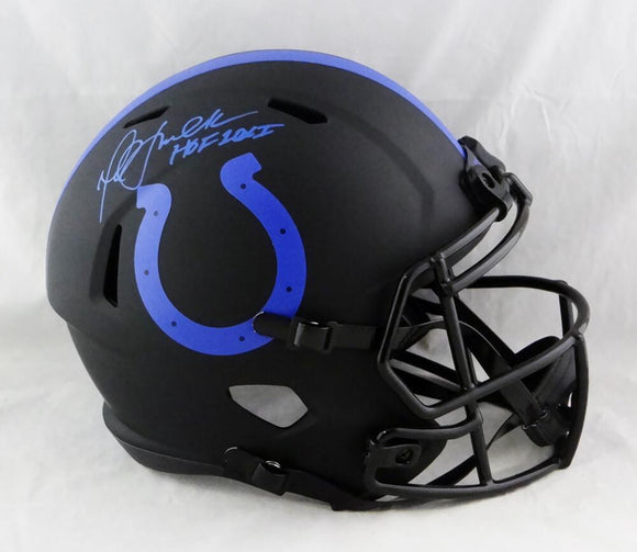 Marshall Faulk Autographed Indianapolis Colts F/S Eclilpse Speed Helmet w/ HOF - Beckett W Auth *Blue