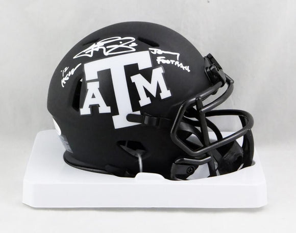 Johnny Manziel Autographed Texas A&M Eclipse Speed Mini Helmet w/ 2 Insc - JSA W *White