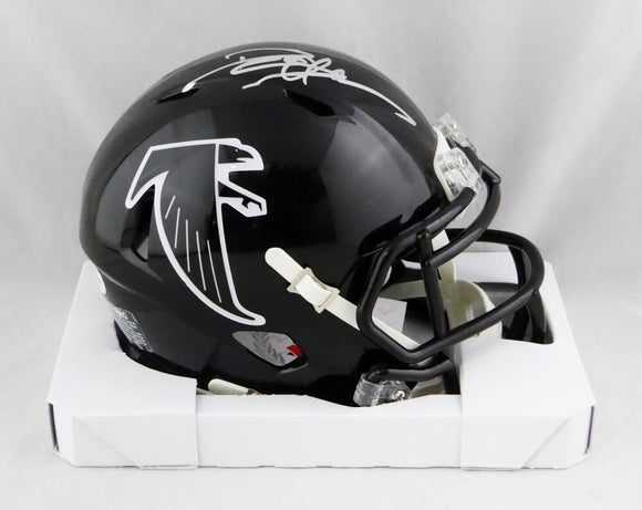 Deion Sanders Autographed Falcons 2018 Speed Mini Helmet- Beckett W Auth *Silver