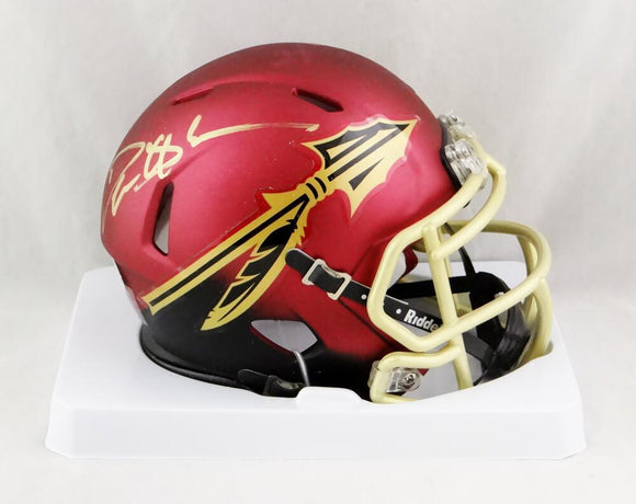 Deion Sanders Signed Florida State Garnett Speed Mini Helmet - Beckett W Auth *Gold