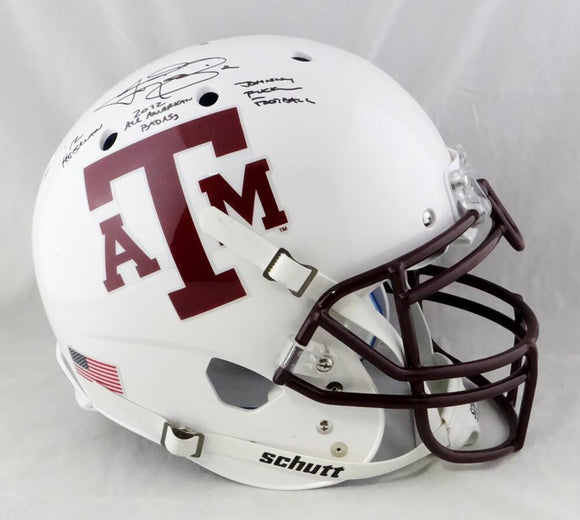 Johnny Manziel Autographed Texas A&M White Schutt F/S Authentic Helmet W/ 3 Insc- JSA W Auth *White