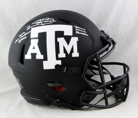 Johnny Manziel Autographed Texas A&M Eclipse Authentic F/S Helmet w/ 3 Insc - JSA W Auth *White