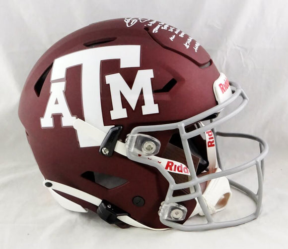 Johnny Manziel Autographed Texas A&M F/S SpeedFlex Helmet w/ 4 Insc - JSA W Auth *White