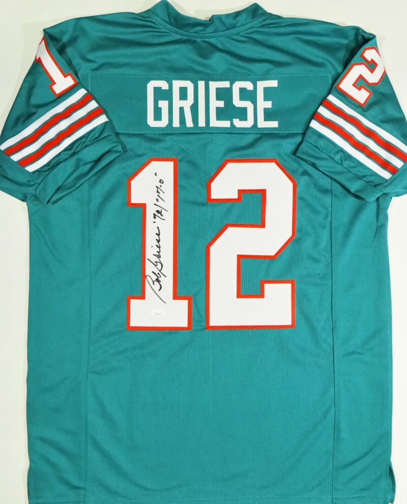 The Jersey Source Bob Griese Autographed Teal Pro Style Jersey w/2 Insc.-Beckett W Hologram *Black