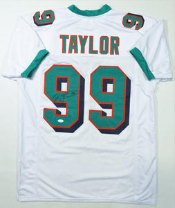 The Jersey Source Jason Taylor Autographed Teal Pro Style Jersey- JSA Witness Authenticated *L9