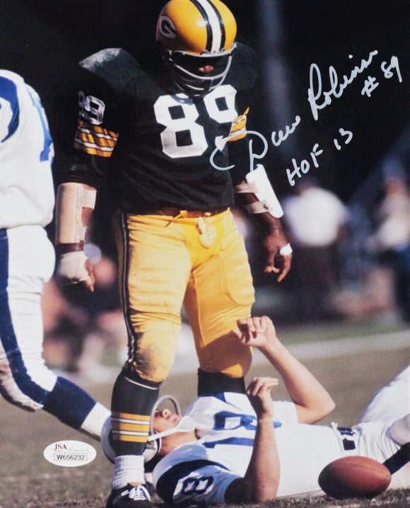 Dave Robinson Autographed Packers 8x10 Standing Over Player Photo w/HOF - JSA W Auth