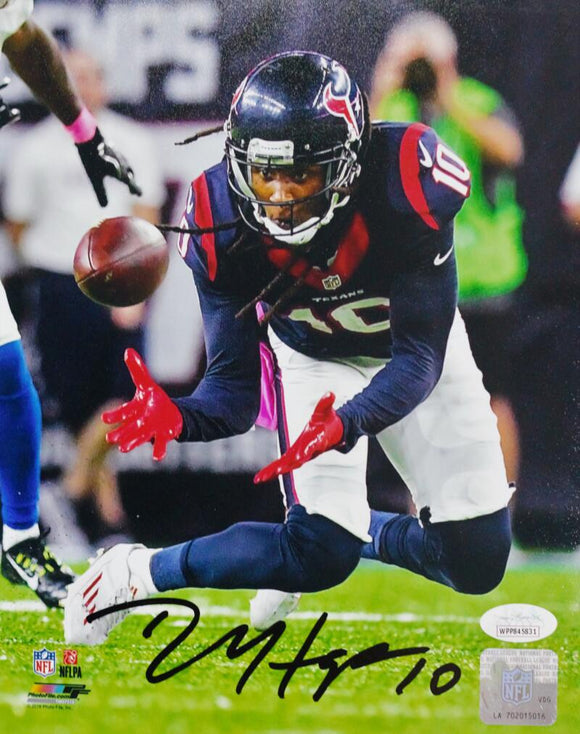 DeAndre Hopkins Signed Texans 8x10 Close Up Catching Ball PF Photo- JSA W Auth