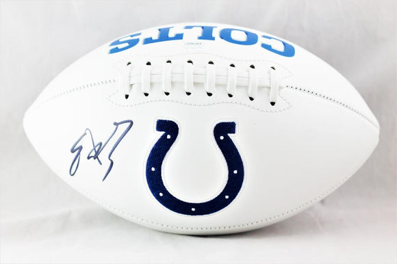 Edgerrin James Autographed Indianapolis Colts Logo Football w/ HOF - JSA W Auth *Black