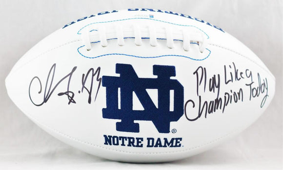 Chase Claypool Autographed Notre Dame Fighting Irish Logo Football w/Insc - Beckett W Auth *Black