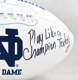 Chase Claypool Autographed Notre Dame Fighting Irish Logo Football w/Insc - Beckett W Auth *Black