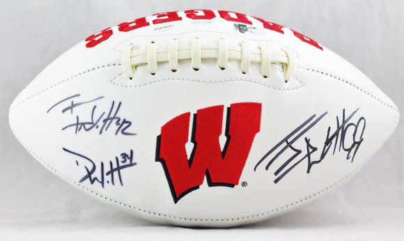 Derek / TJ / JJ Watt Autographed Wisconsin Badgers Logo Football - JSA W Auth *Black