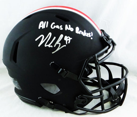 Nick Bosa Autographed Ohio State Buckeyes F/S Eclipse Speed Authentic Helmet w/Insc- Beckett W Auth *White