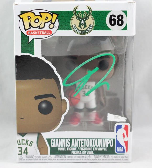 Giannis Antetokounmpo Autographed Milwaukee Bucks Funko Pop Figurine - JSA W Auth *Green