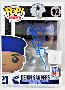Deion Sanders Autographed Dallas Cowboys Funko Pop Figurine White Jersey- Beckett W Auth *Down