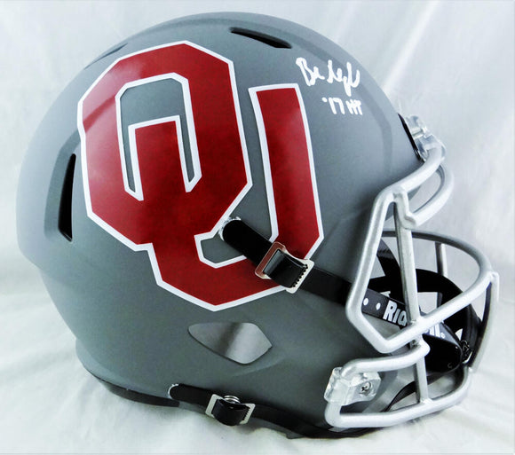 Baker Mayfield Autographed Oklahoma Sooners F/S AMP Helmet w/HT - Beckett W Auth *White