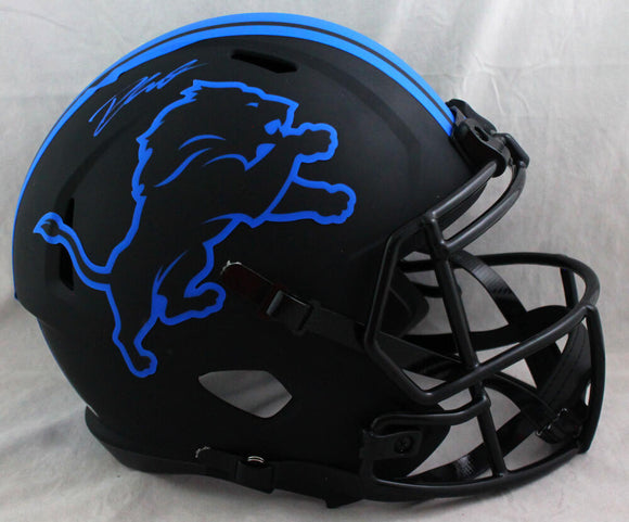 D'Andre Swift Autographed Detroit Lions F/S Eclipse Speed Helmet - Fanatics Auth *Blue