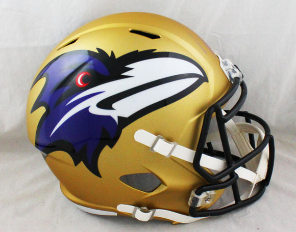 Ray Lewis Autographed Ravens F/S AMP Speed Helmet - Beckett W Auth *Purple