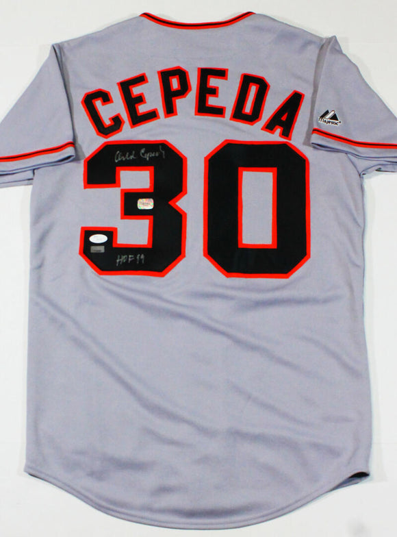 Orlando Cepeda Autographed Gray San Francisco Giants Jersey w/HOF - JS –  The Jersey Source