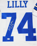 Bob Lilly Autographed White Pro Style Jersey w/ HOF '80- JSA Witnessed Auth *7