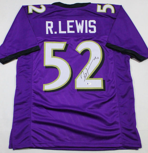 Ray Lewis Autographed Purple Pro Style Jersey w/HOF - Beckett W Auth *2
