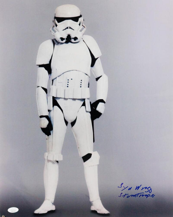 Syd Wragg Autographed Full Body 16x20 Photo w/ Stormtrooper - JSA Auth *Blue