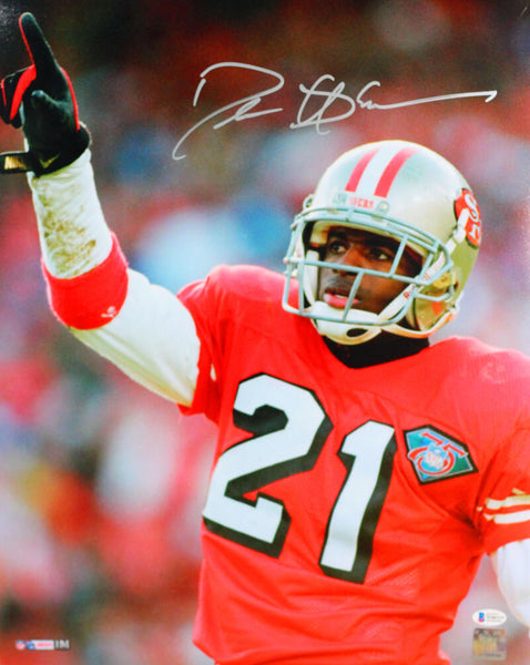 Deion Sanders Autographed SF 49ers 16x20 Backpedaling HM Photo- Becket –  Super Sports Center